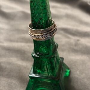 Silver-Tone Triple Stackable Ring Set with Clear Stones